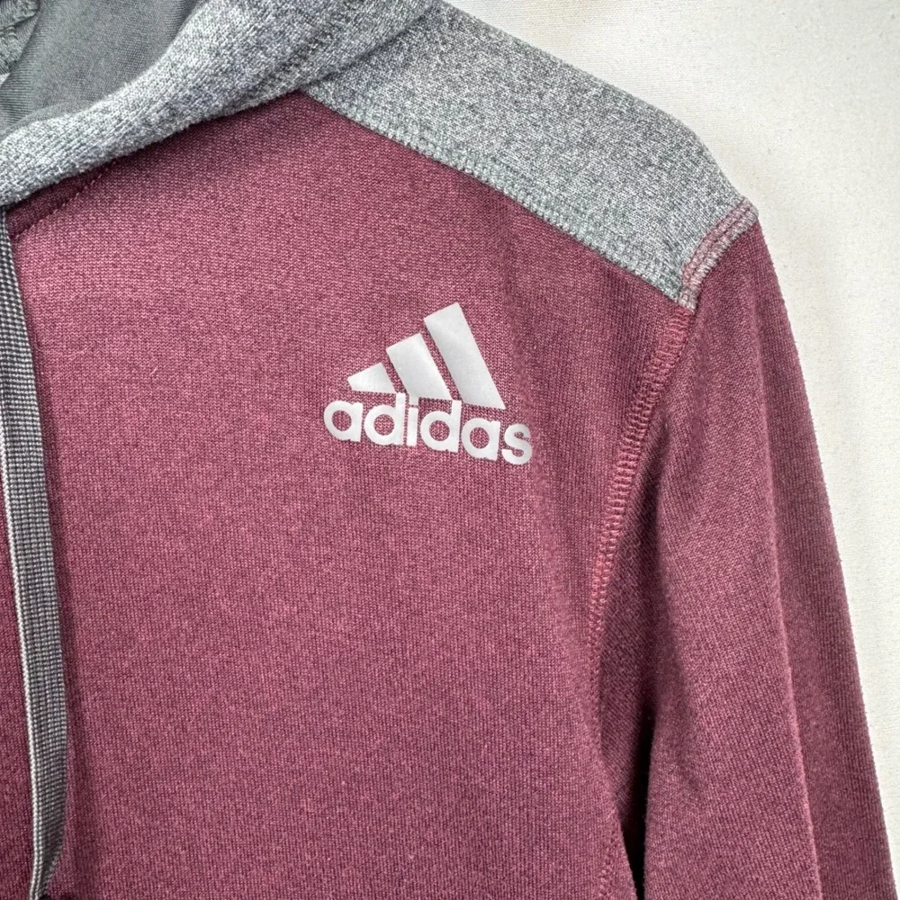 Adidas Ultimate Hoodie Mens Small Burgundy‎ Gray Pullover Activewear